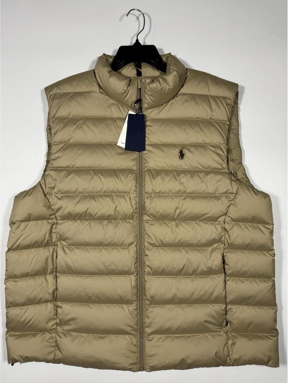 NWT Polo Ralph Lauren Performance Puffer Vest XL Tan Full Zip Quilted